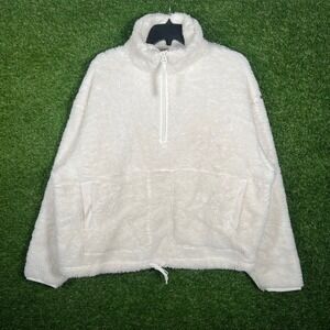 All in Motion Mens Medium Cream White Quarter Zip Sherpa Fleece Pullover